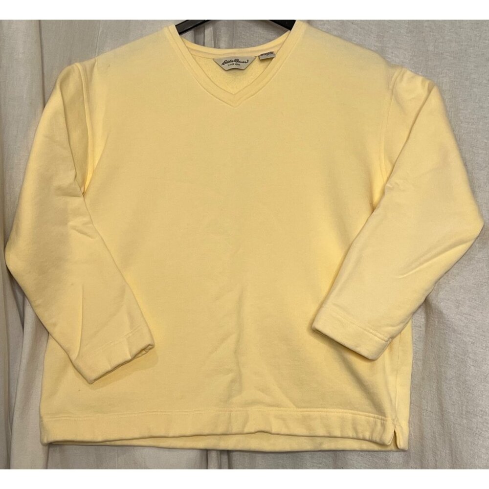 Eddie Bauer Womens V-Neck Pullover Sweater Bundle Medium Pink Yellow Cotton flaw - Picture 2 of 16